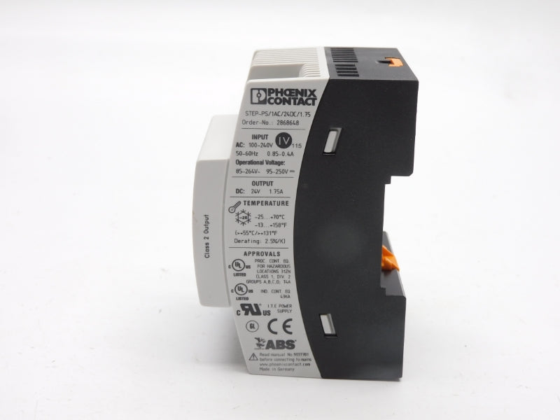PHOENIX CONTACT STEP-PS/1AC/24DC/1.75 2868648 100-240VAC 0.85-0.4A NSMP