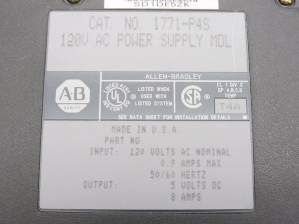 ALLEN BRADLEY 1771-P4S 120VAC 0.9A NSMP