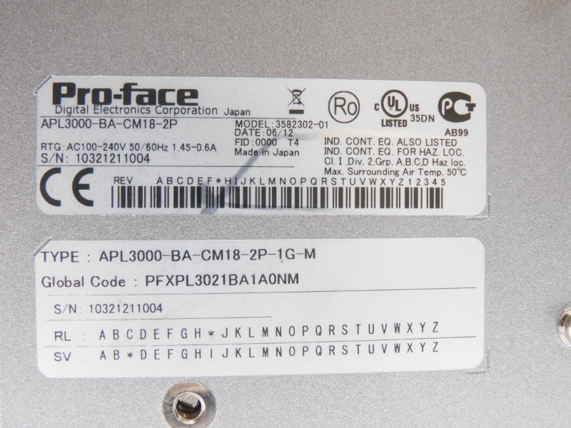 PRO-FACE APL3000-BA-CM18-2P-1G-M 100-240VAC 1.45-0.6A NSNP
