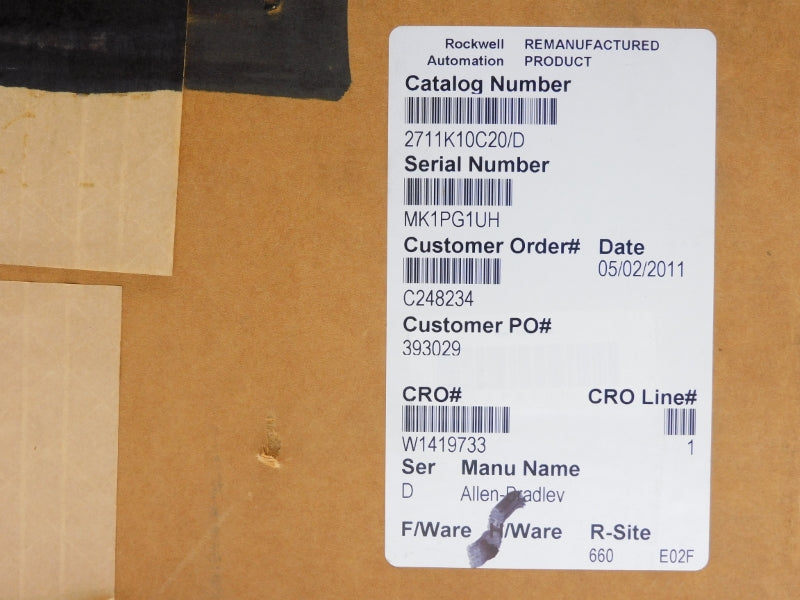 ALLEN BRADLEY 2711-K10C20 SER. D F/W 4.48 100-240VAC 0.4-0.25A REMAN