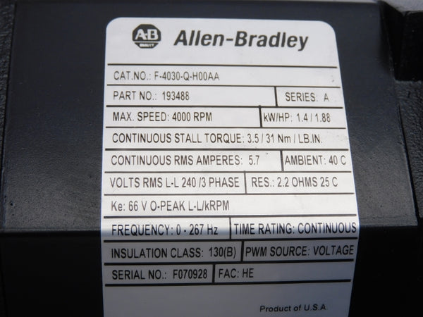ALLEN BRADLEY F-4030-Q-H00AA SER. A 240VAC 5.7A UNMP