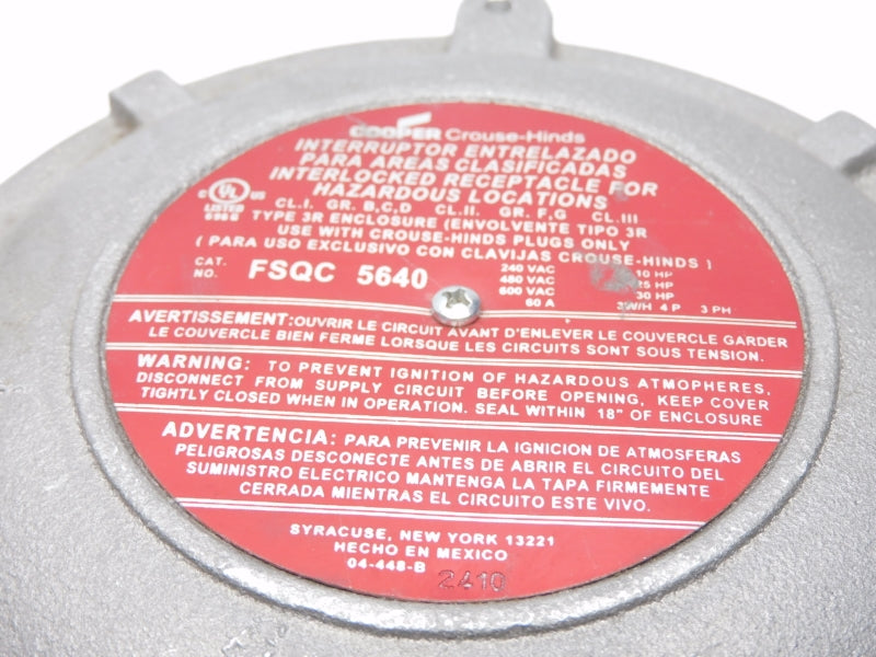 CROUSE HINDS FSQC5640 600VAC 60A 1-1/2" NSMP