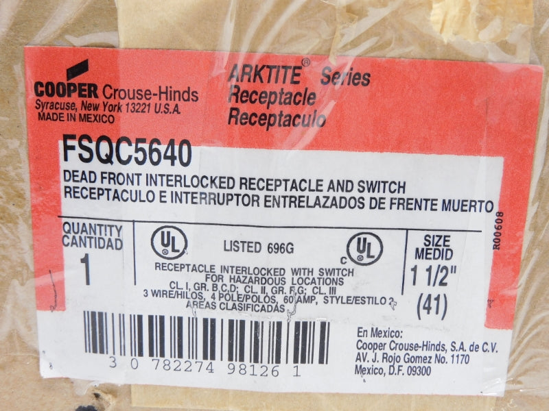 CROUSE HINDS FSQC5640 600VAC 60A 1-1/2" NSMP