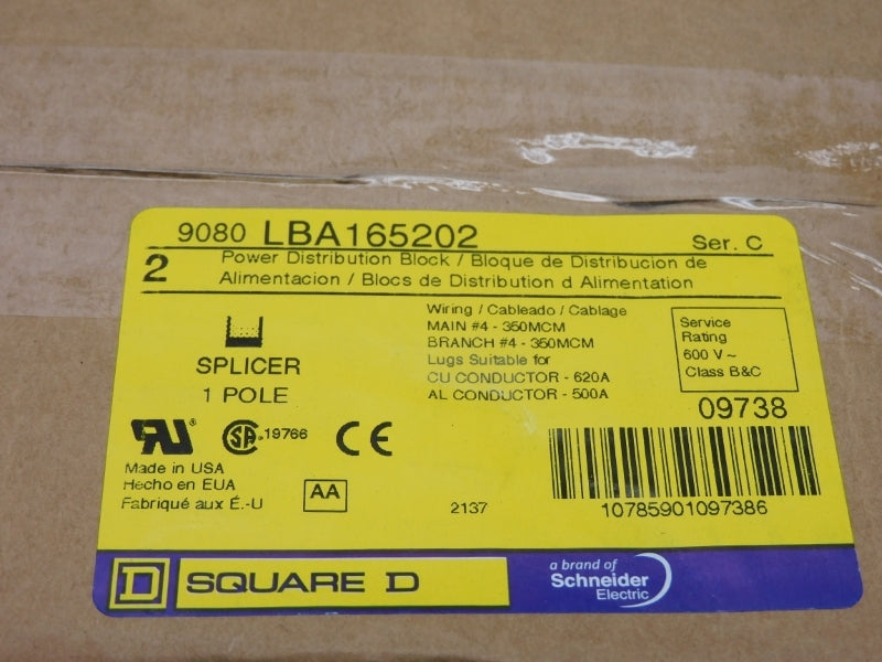 SQUARE D 9080LBA165202 SER. C 600V 620A (PKG OF 2) NSFS