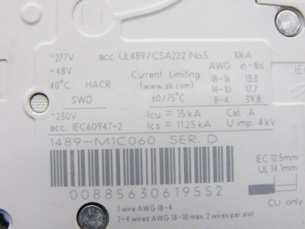 ALLEN BRADLEY 1489-M1C060 SER. D 277V 6A NSNP