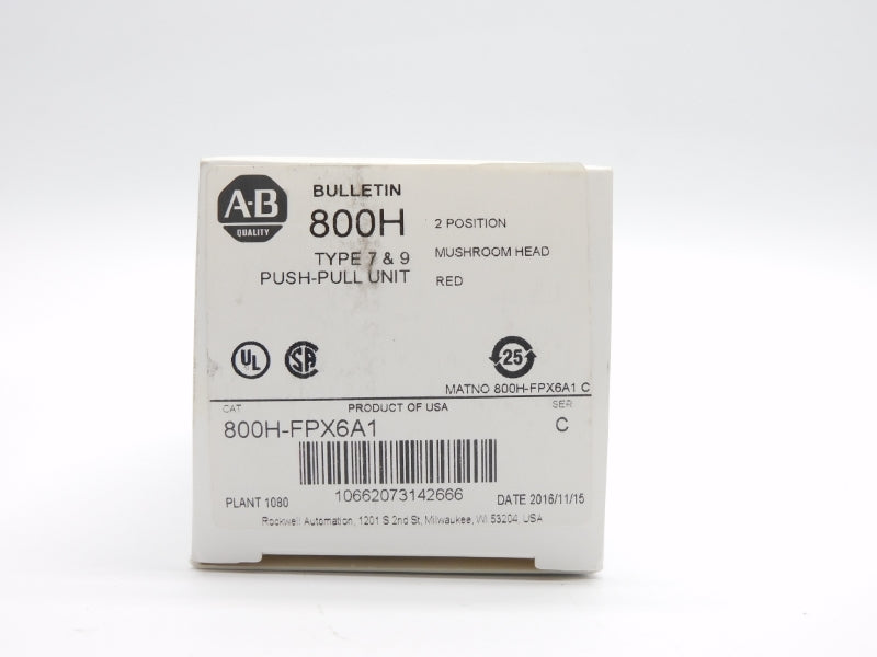 ALLEN BRADLEY 800H-FPX6A1 SER. C (WH) NSMP