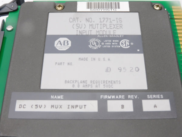 ALLEN BRADLEY 1771-IS SER. A 5VDC 0.8A F/W B NUPI