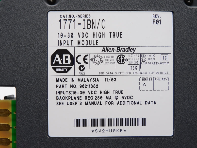 ALLEN BRADLEY 1771-IBN SER. C 10-30VDC NUPI