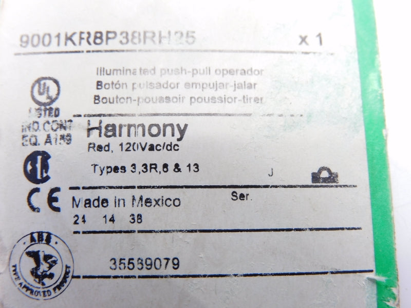SCHNEIDER ELECTRIC 9001KR8P38RH25 120VAC/DC  UNMP
