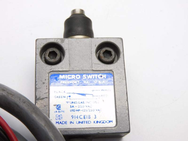 MICRO SWITCH 914CE18-3 250VAC 5A UNMP
