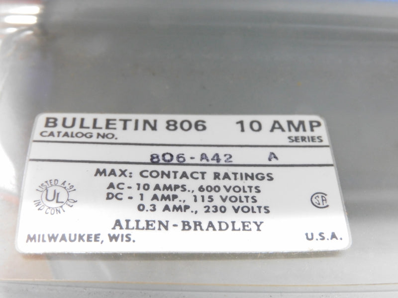 ALLEN BRADLEY 806-A42 SER. A 600V 10A UNMP