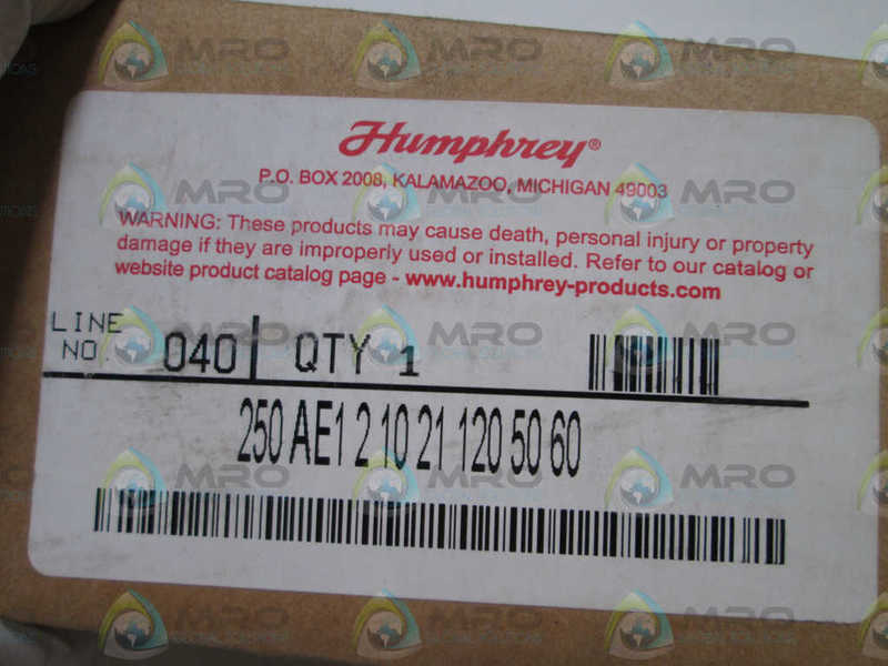 HUMPHREY SOLENOID VALVE 250AE121021 120/50/60 (BOX AS IS) NSMP