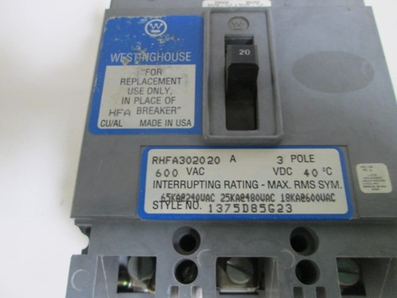 WESTINGHOUSE CIRCUIT BREAKER RHFA302020 NSNP