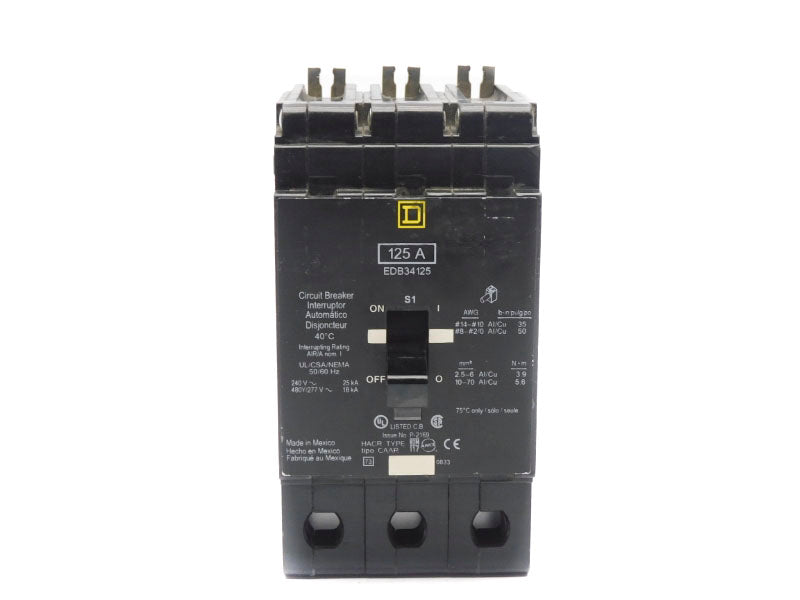 SQUARE D EDB34125 277V 125A UNMP