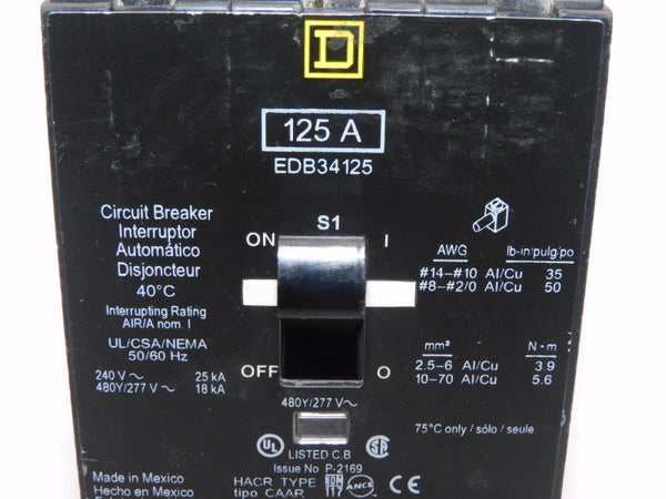 SQUARE D EDB34125 277V 125A UNMP