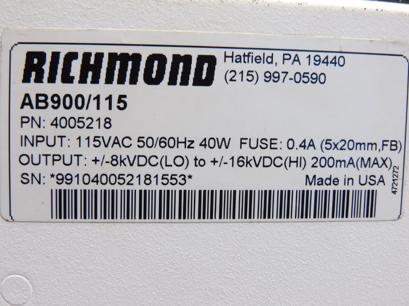 RICHMOND TECHNOLOGY AB900/115 115VAC 0.4A UNMP