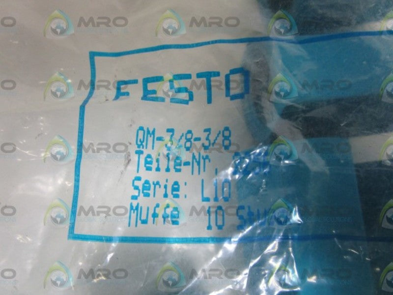 LOT OF 6 FESTO SLEEVE QM-3/8-3/8 NSNP IN BAG