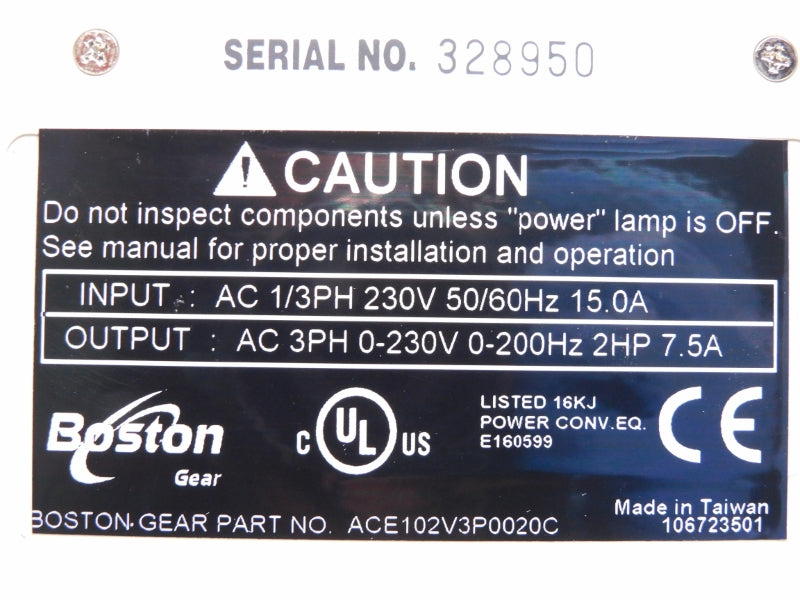 BOSTON GEAR ACE102V3P0020C 230V 15.0A NSMP