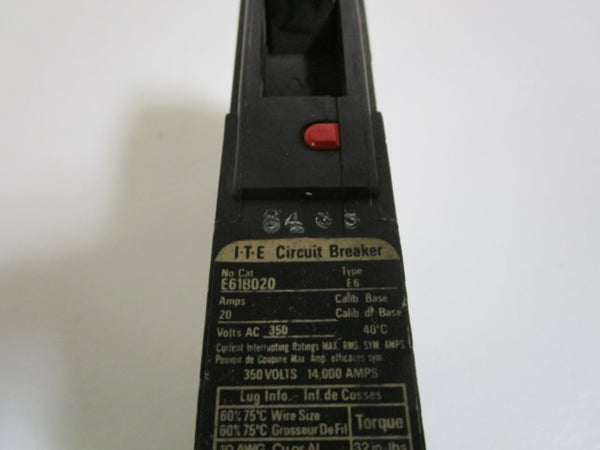 I-T-E CIRCUIT BREAKER 20A E61B020 UNMP