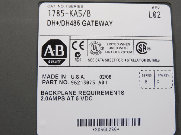ALLEN BRADLEY 1785-KA5 SER. B F/W C 5VDC 2.0A NSMP