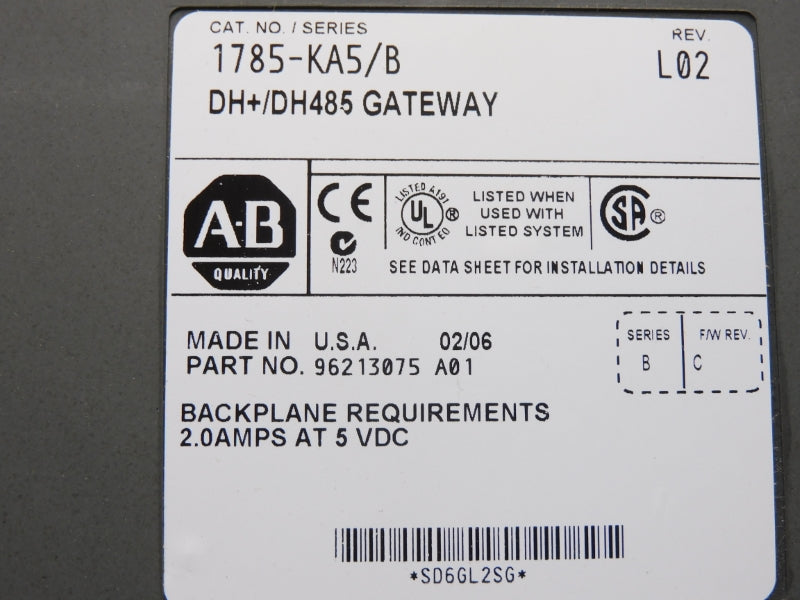 ALLEN BRADLEY 1785-KA5 SER. B F/W C 5VDC 2.0A NSMP