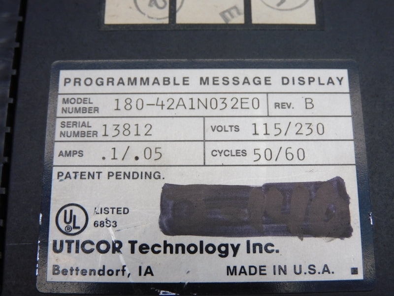 UTICOR 180-42A1N032E0 115/230V .1/.05A UNMP