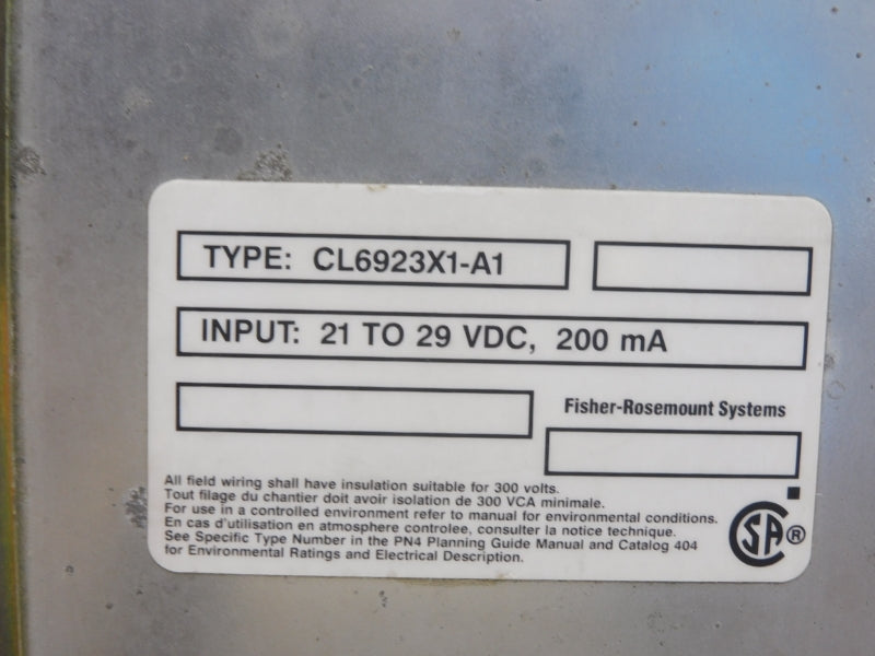 FISHER-ROSEMOUNT CL6923X1-A1 CL6923X1-JA2 21-29VDC UNMP