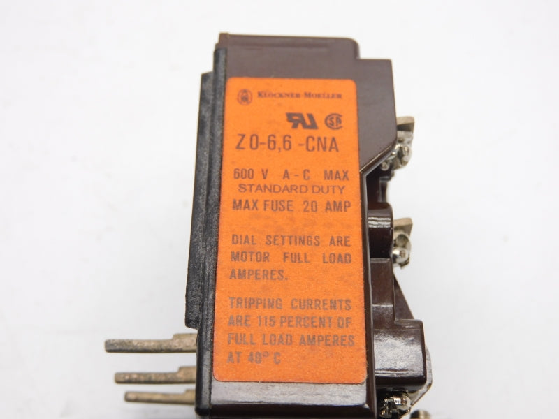 KLOCKNER MOELLER Z0-6.6-CNA 600VAC 3.3-6.6A UNMP