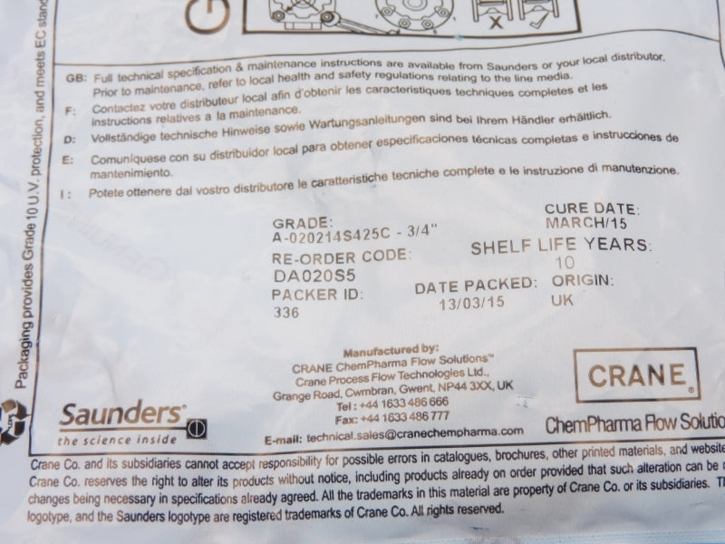 SAUNDERS A-020214S425C-3/4" NSMP