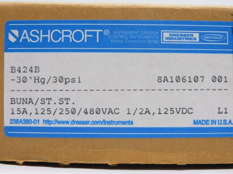ASHCROFT B424B 480VAC 15A 30PSI NSMP