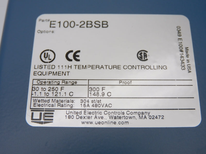 UNITED ELECTRIC E100-2BSB 480VAC 15A NSMP