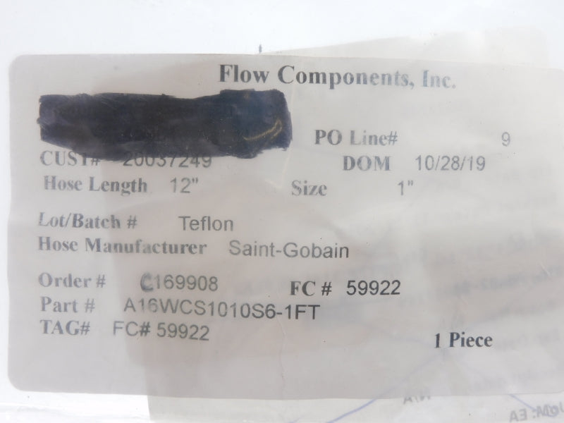 FLOW COMPONENTS A16WCS1010S6-1FT 1" NSMP