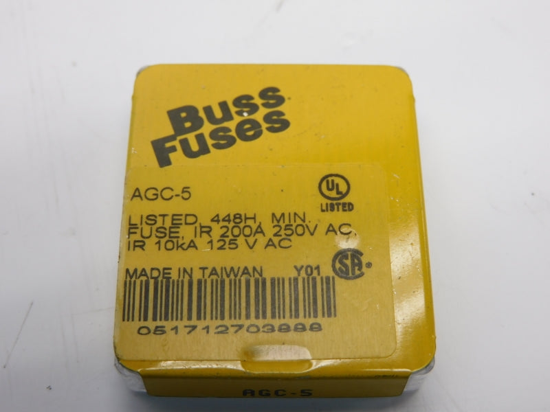 BUSS AGC-5 250VAC 5A (PKG OF 5) NSMP
