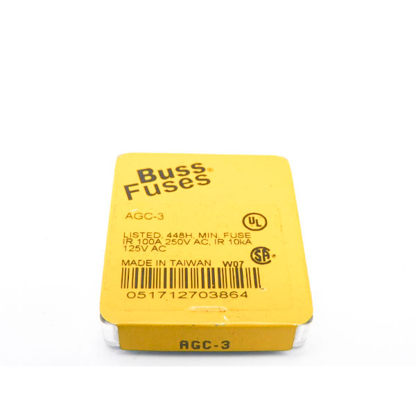 BUSS AGC-3 250VAC 3A (PKG OF 5) NSMP