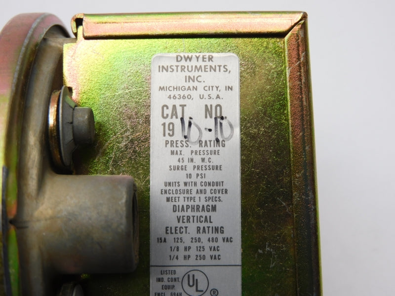 DWYER 1910-10 480VAC 15A 10PSI NSMP