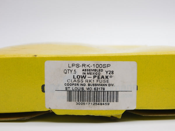 BUSSMANN LPS-RK-100SP 600VAC 100A (PKG OF 5) (YL/YL) NSMP