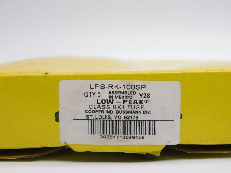 BUSSMANN LPS-RK-100SP 600VAC 100A (PKG OF 5) (YL/YL) NSMP