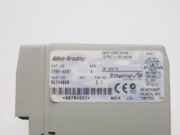 ALLEN BRADLEY 1794-AENT SER. A F/W 3.1 24VDC UNMP