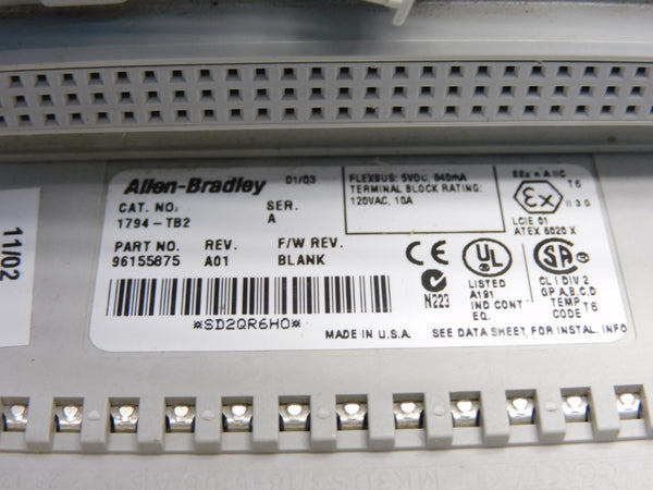 ALLEN BRADLEY 1794-TB2 SER. A 120VAC 10A UNMP