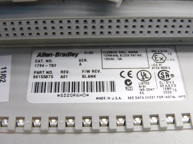 ALLEN BRADLEY 1794-TB2 SER. A 120VAC 10A UNMP