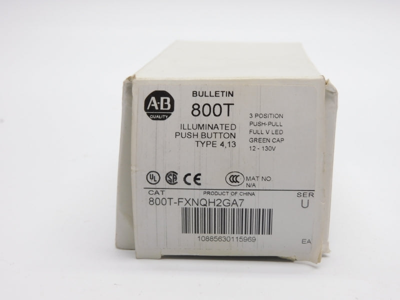 ALLEN BRADLEY 800T-FXNQH2GA7 SER. U 12-130VAC/DC (WH) NSMP