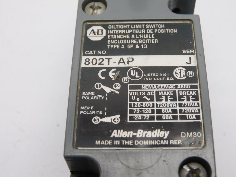 ALLEN BRADLEY 802T-AP SER. J 120-600V 60A UNMP