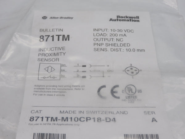 INDUSTRIAL SPARE PART 871TM-M10CP18-D4 SER. A 10-30VDC NSMP
