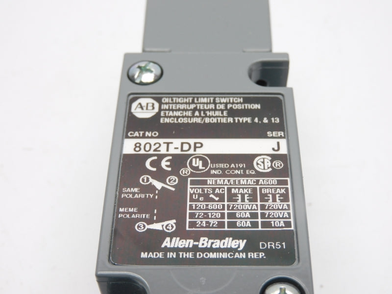 ALLEN BRADLEY 802T-DP SER. J 120-600VAC 60A (WH) NSMP