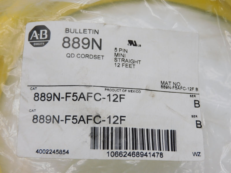 ALLEN BRADLEY 889N-F5AFC-12F SER. B 600V 8A 12' NSMP