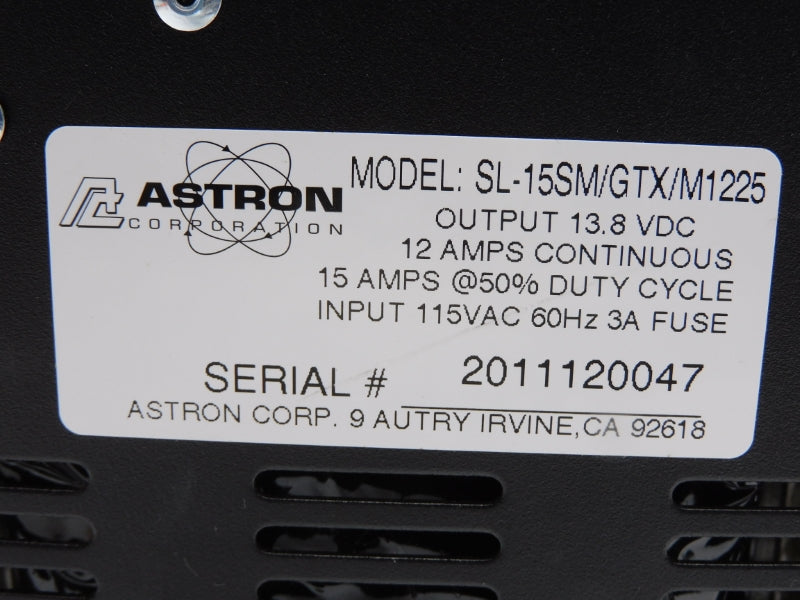 ASTRON SL-15SM/GTX/M1225 115VAC 15A (AS PICTURED) UNMP