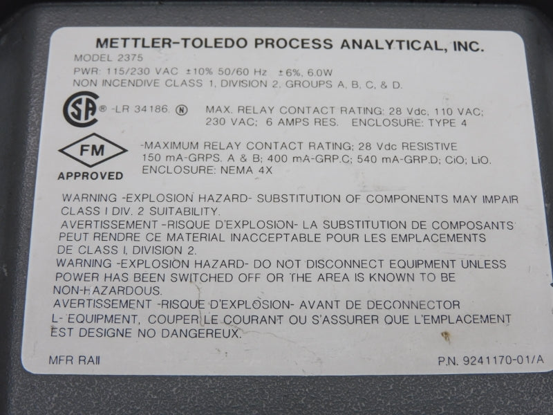 METTLER-TOLEDO 2375 115/230VAC 6A UNMP
