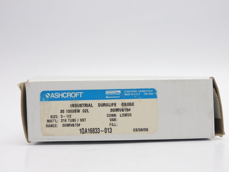 ASHCROFT 351009SW02L30IMV&15# 15PSI NSMP