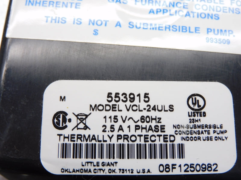 LITTLE GIANT VCL-24ULS 553915 115V 2.5A NSNP