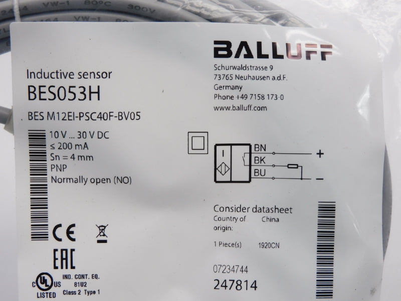 BALLUFF BESM12EI-PSC40F-BV05 BES053H 10-30VDC NSMP